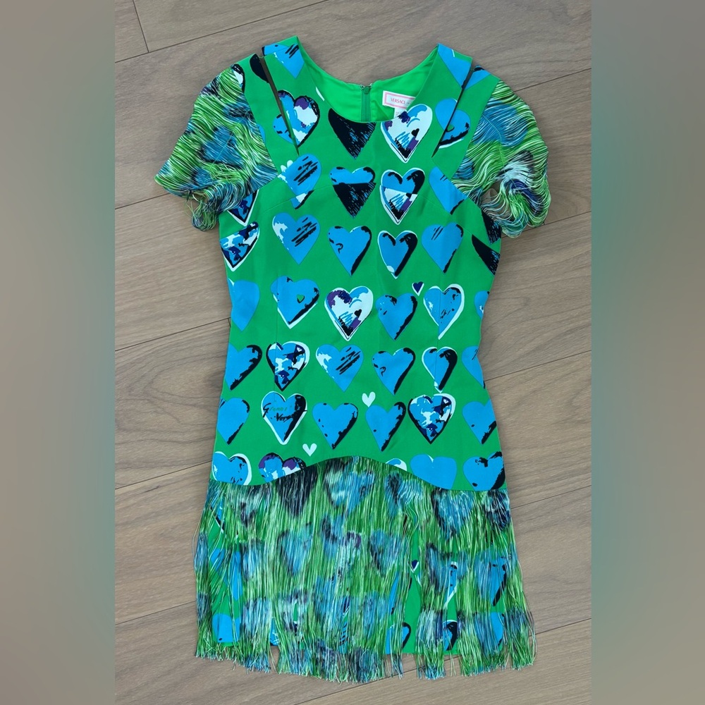 Versace for H&M Green and Blue Tiered Midi Dress